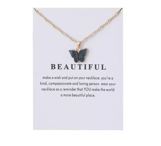 Black Butterfly Pendant Necklace